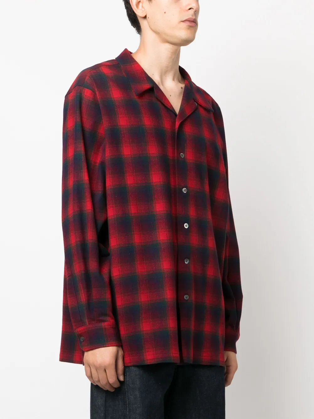 Шерстяная клетчатая рубашка из коллаборации с Pendleton MAISON MARGIELA, красный — фото 3