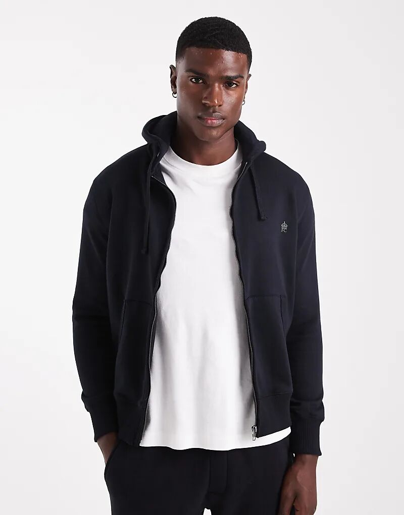 

Толстовка на молнии French Connection из хлопковой смеси темно-синего цвета