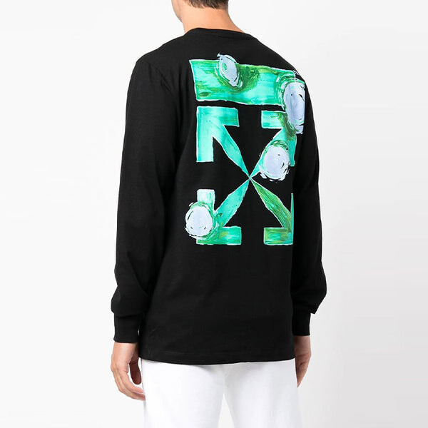 Футболка cotton arrow logo printing round neck long sleeves black Off-White, мультиколор — фото 3