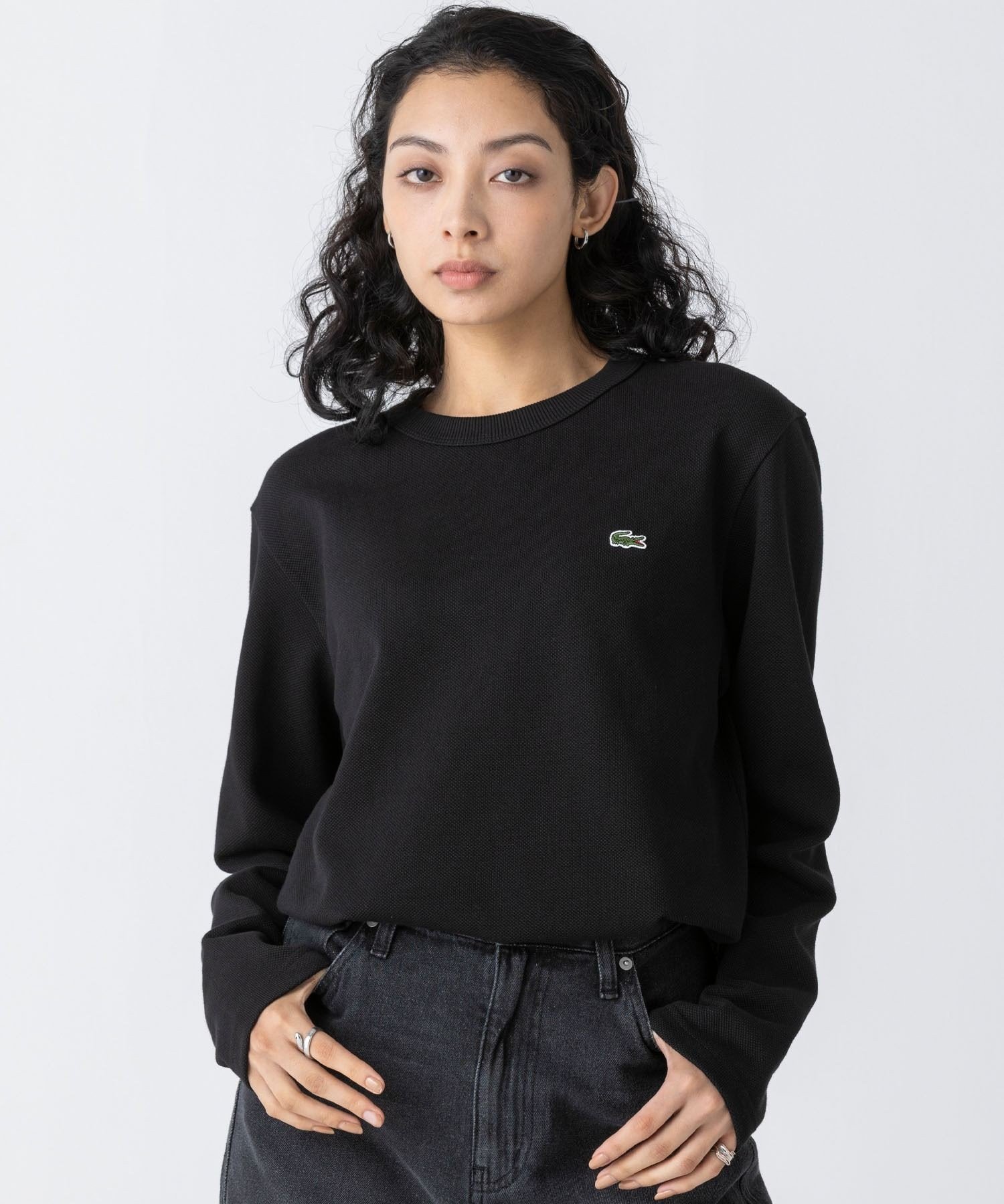 Футболка LACOSTE Classic Pique Long Sleeve, Черная — фото 3