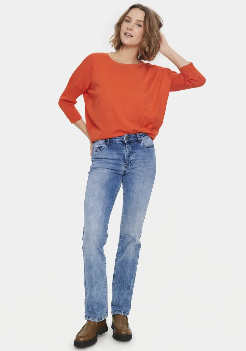 

Свитер с круглым вырезом Saint Tropez "A2561, MilaSZ Pullover с R-образным вырезом", цвет Tigerlily