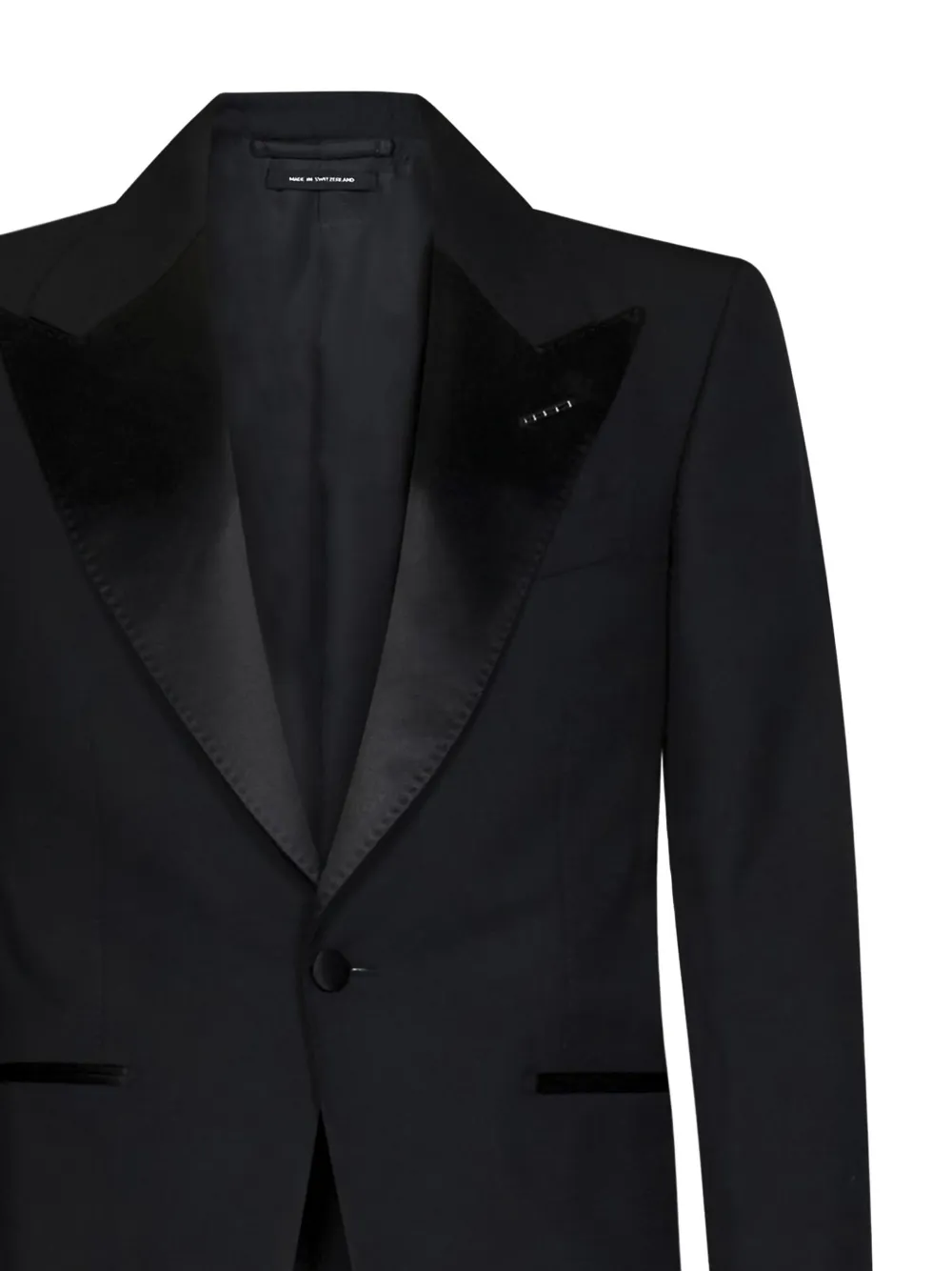 Однобортный шерстяной пиджак с шелковыми лацканами TOM FORD, черный — фото 3