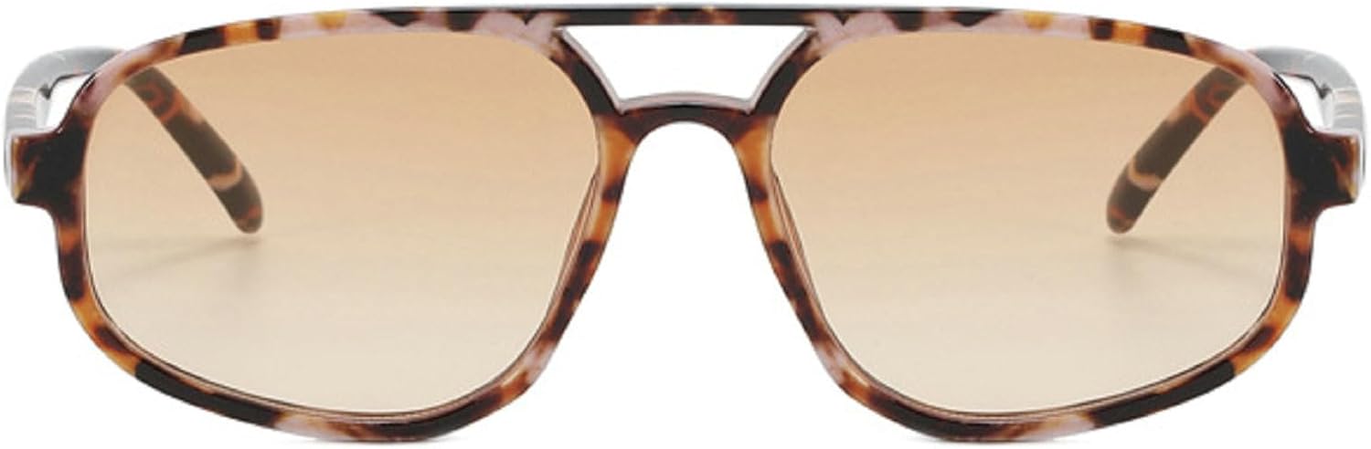 

Ретро-солнцезащитные очки с двойной перемычкой для мужчин, модные простые квадратные очки-пилот для женщин, трендовые солнцезащитные очки с защитой от УФ-излучения UV400 mincl, Gray Leopard