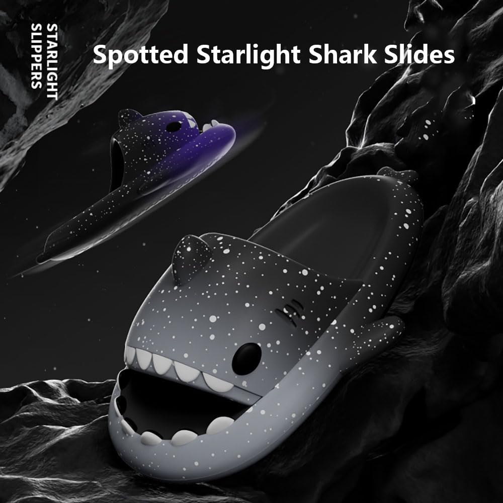 Шлепанцы Zureto Spotted Starlight Shark - противоскользящие, быстро сохнущие сандалии - унисекс, белый/синий — фото 2