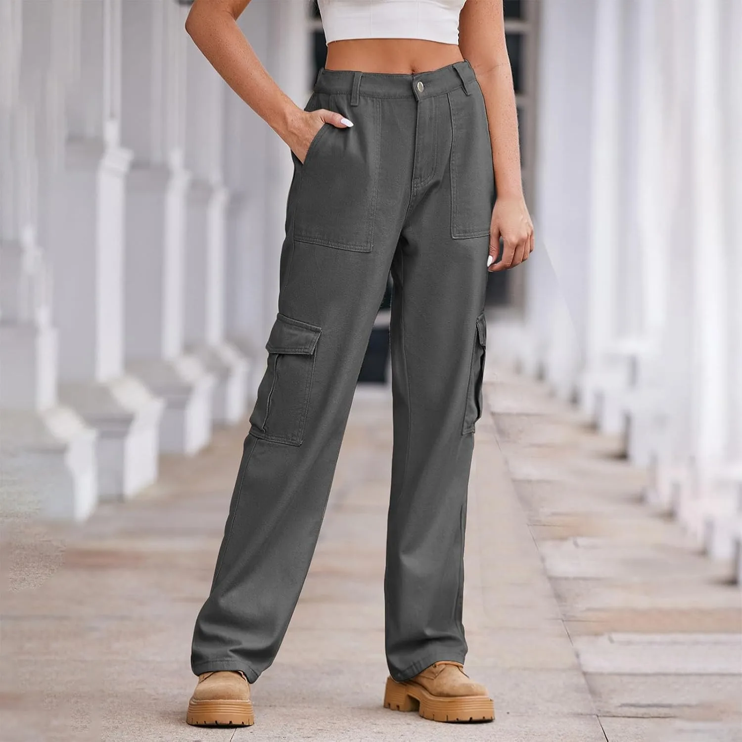 Широкие женские карго джинсы в стиле y2k streetwear — фото 2