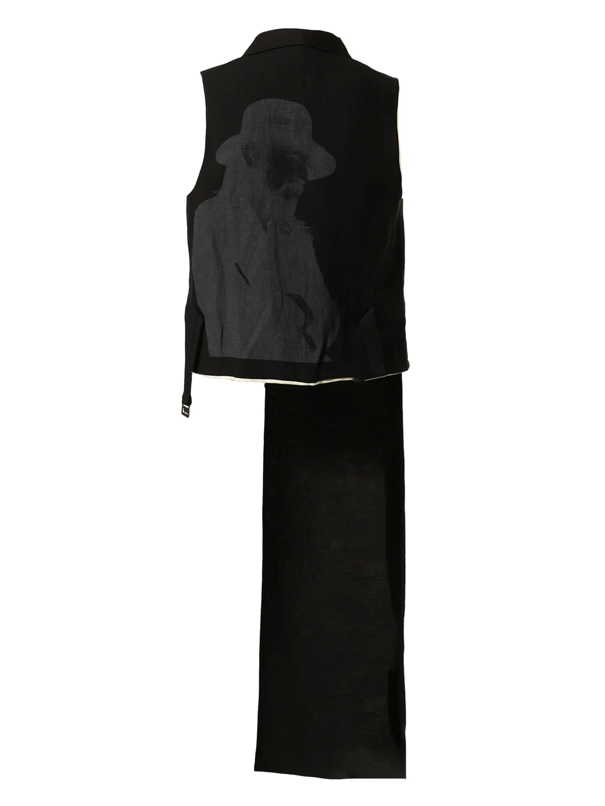 Жилет асимметричного кроя с принтом Yohji Yamamoto, черный — фото 2