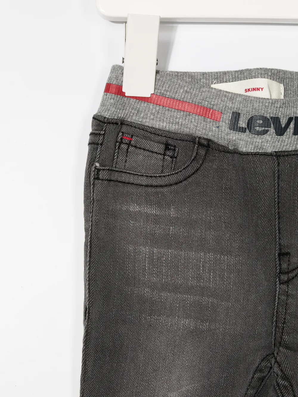 Джинсы скинни с поясом в рубчик Levi'S Kids, серый — фото 3