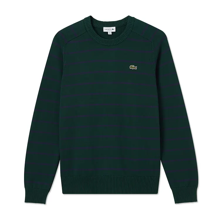 Джемпер из хлопка в полоску с нашивкой с логотипом LACOSTE, синий — фото 3