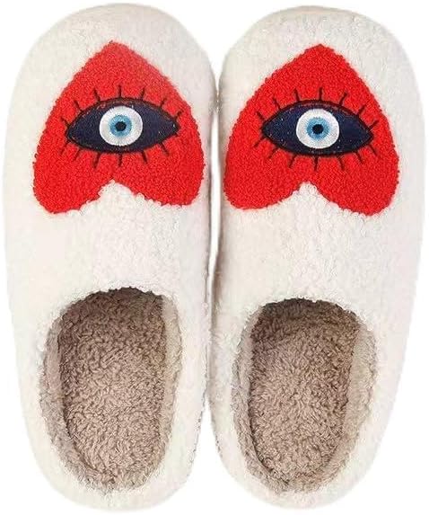 

Женские и мужские домашние тапочки QSKPC с сердцем, вишневым грибом, глазом Фатимы и мультяшными животными, с уютной плюшевой мемори-пенной стелькой для пары, красный