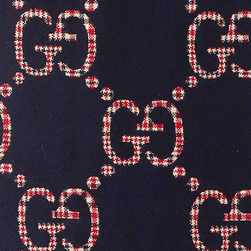 Шерстяной шарф унисекс синий/красный GUCCI — фото 4