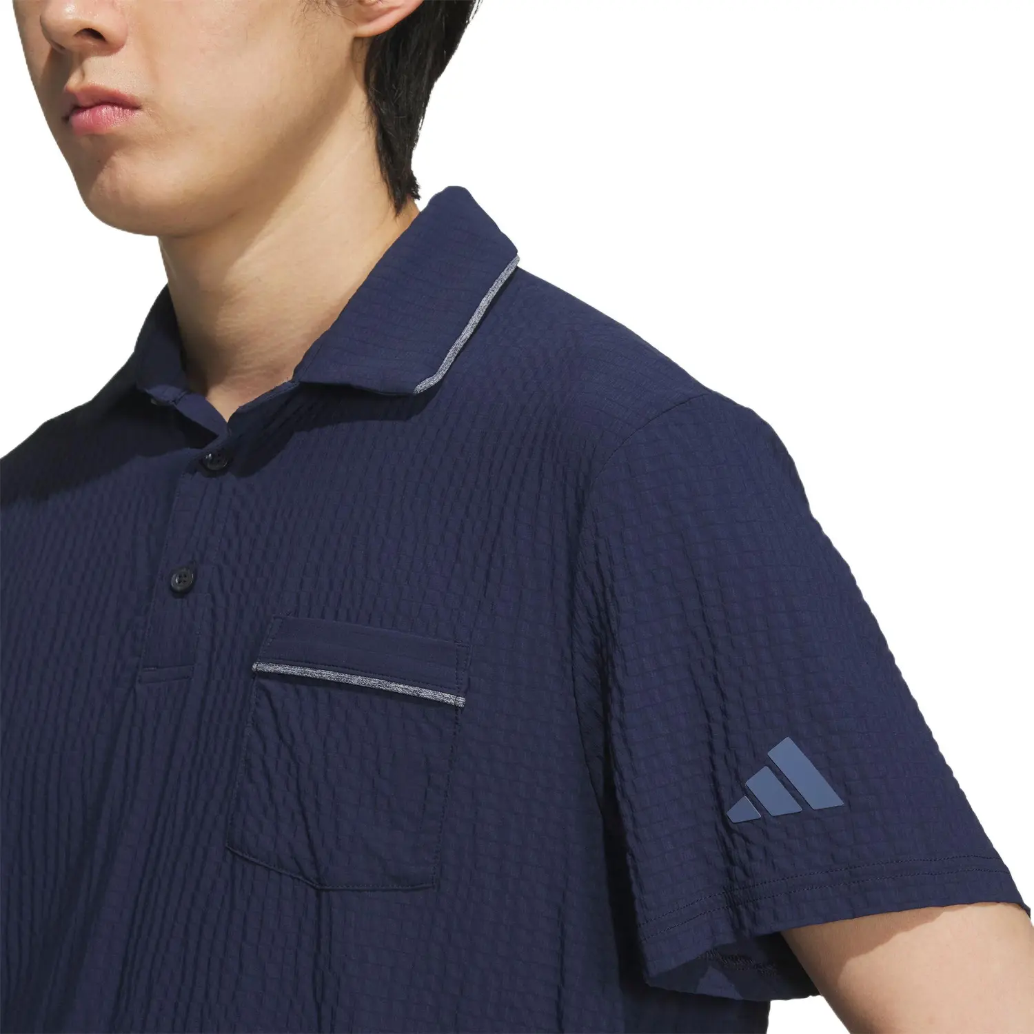 Adidas Сорочка поло из ткани в рубчик, мужская, цвет college navy — фото 4