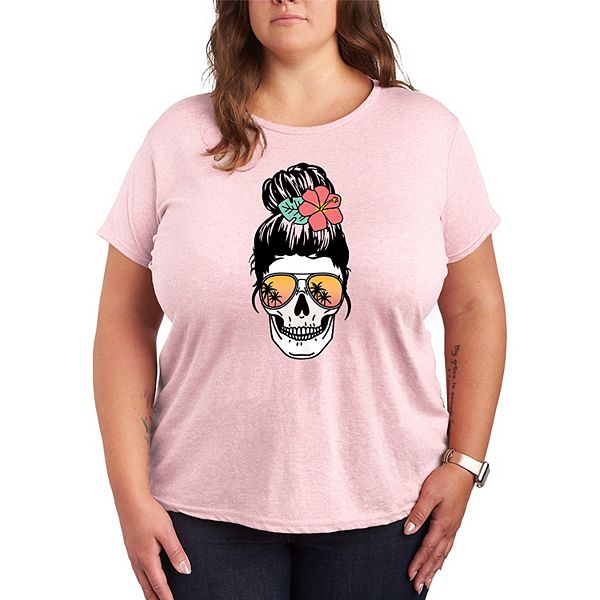 

Футболка с принтом черепа для пляжа Plus size Licensed Character, Heather Pink, Розовый, Футболка с принтом черепа для пляжа Plus size Licensed Character, Heather Pink