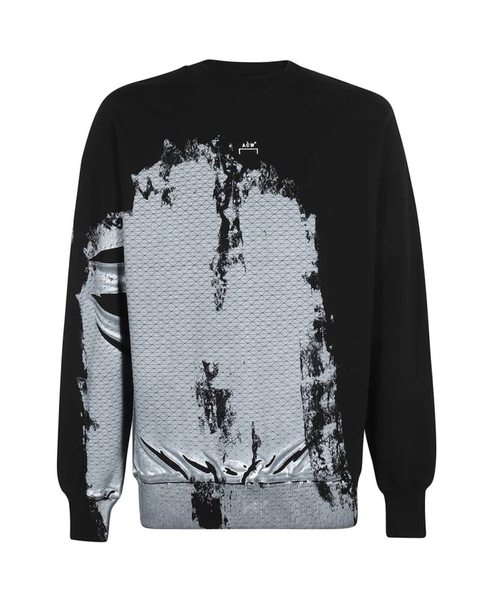 

Хлопковая толстовка в рубчик с принтом на передней части. A-Cold-Wall, черный