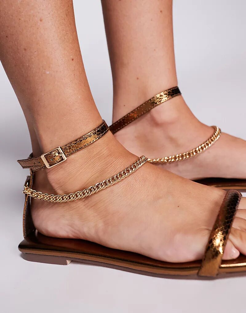 Босоножки с металлической цепочкой SIMMI Shoes Shanaya из бронзы — фото 3