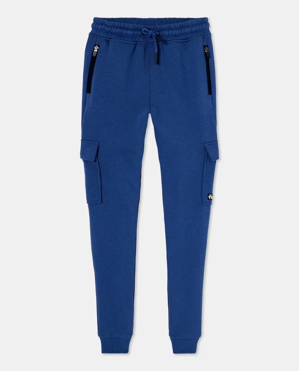 

Детские флисовые карго-штаны с гладкой поверхностью и молниями Kids El Corte Inglés, синий