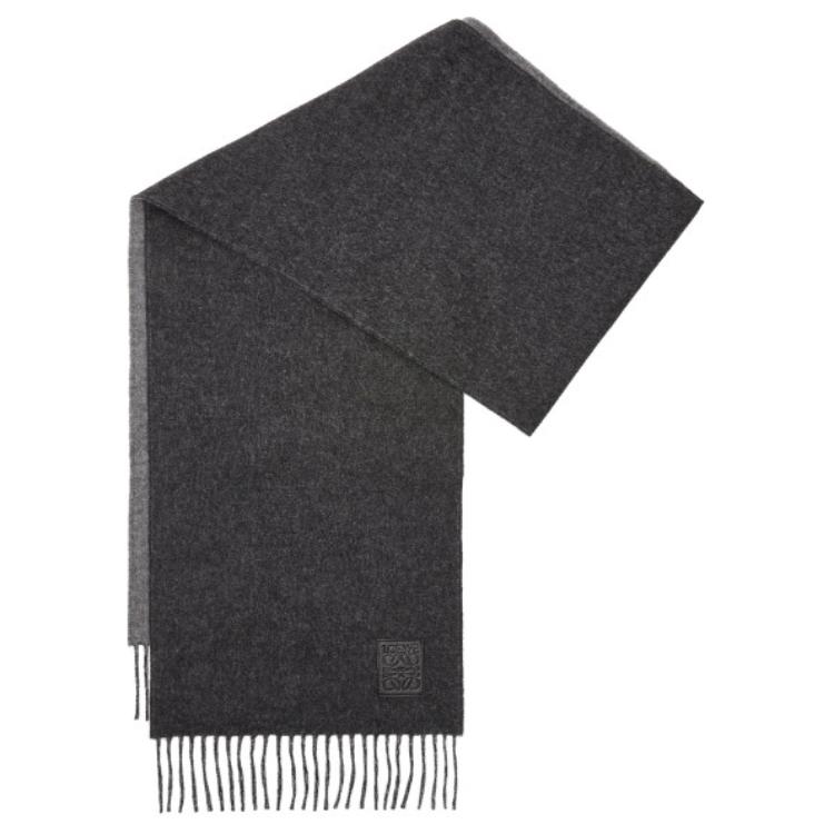

LOEWE Двухцветный шарф с бахромой, Black/Gray