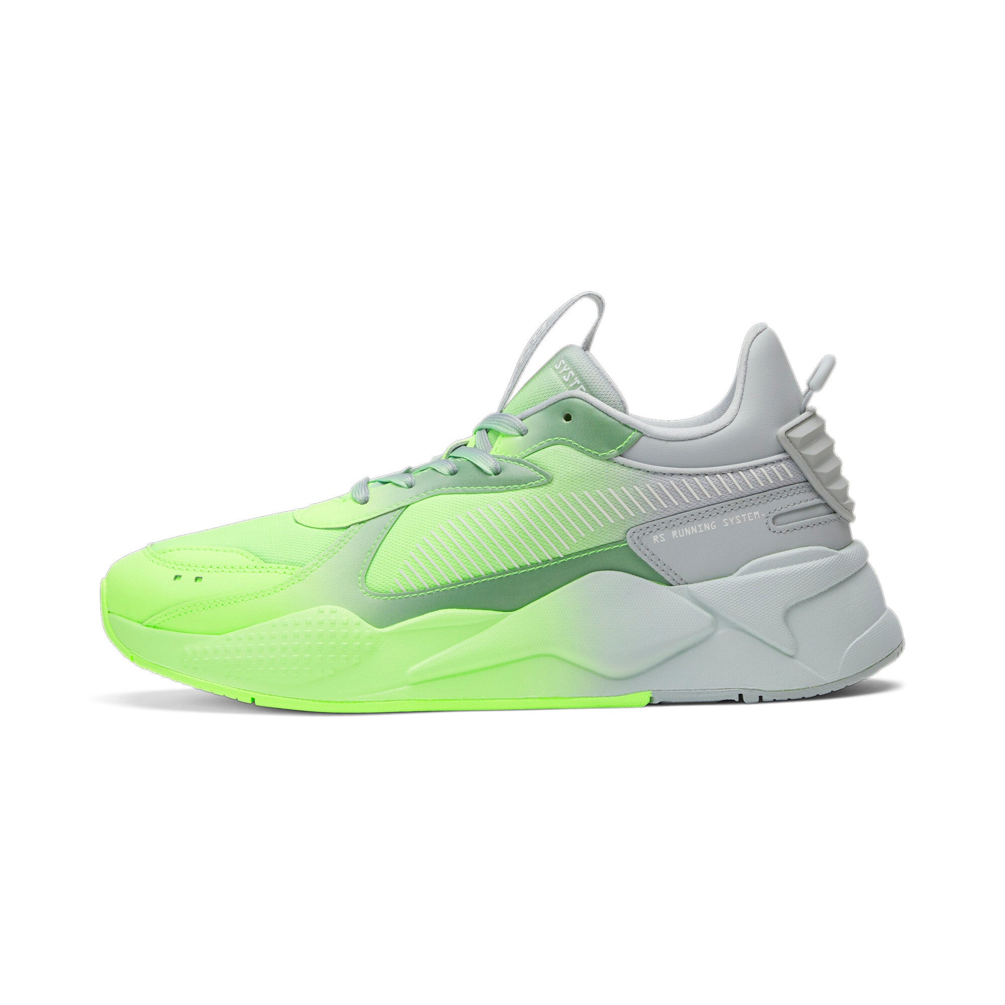 

Кроссовки PUMA RS-X выцветшие Daytona, цвет fizzy apple/platinum gray/white