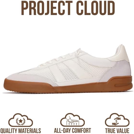 Мужские кроссовки Project Cloud - стелька из пены с эффектом памяти - легкие и нескользящие повседневные туфли на шнуровке для мужчин - мужская повседневная мода (HIS VERDY), белый — фото 3