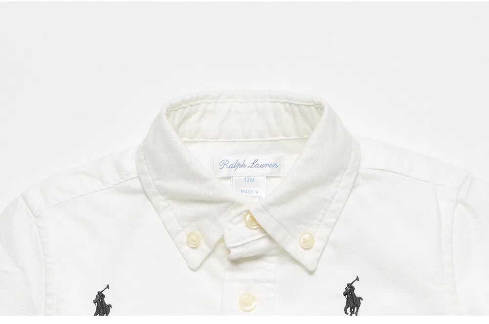Детская рубашка-поло с короткими рукавами Oxford Pony, белая, от Polo Ralph Lauren Children — фото 4