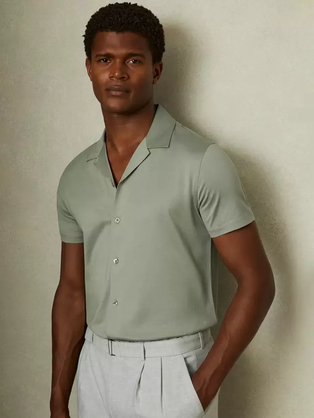 

Рубашка Reiss Caspa Cotton Short, цвет mint green