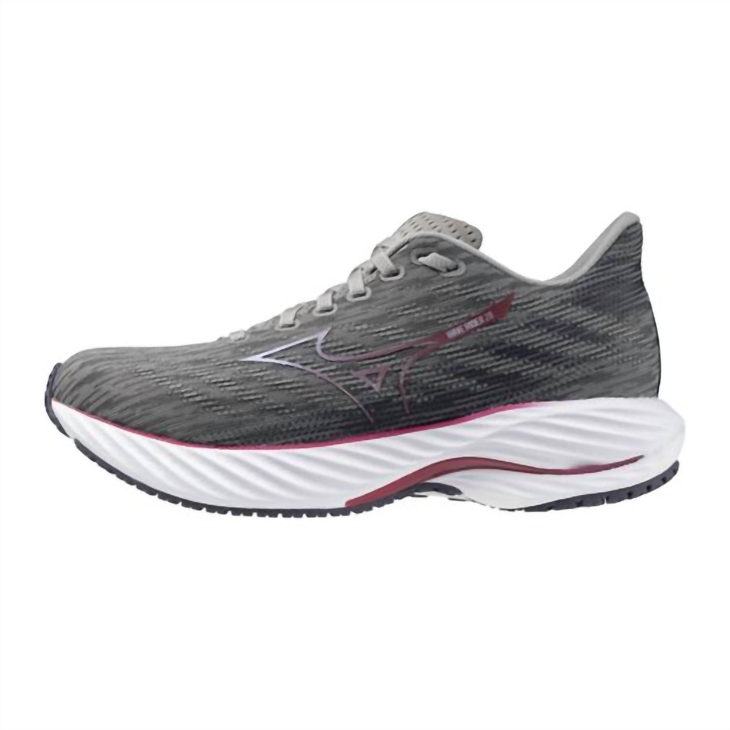 Женские кроссовки Wave Rider 28 в цвете Ultimate Grey/Cosmo Chrome MIZUNO