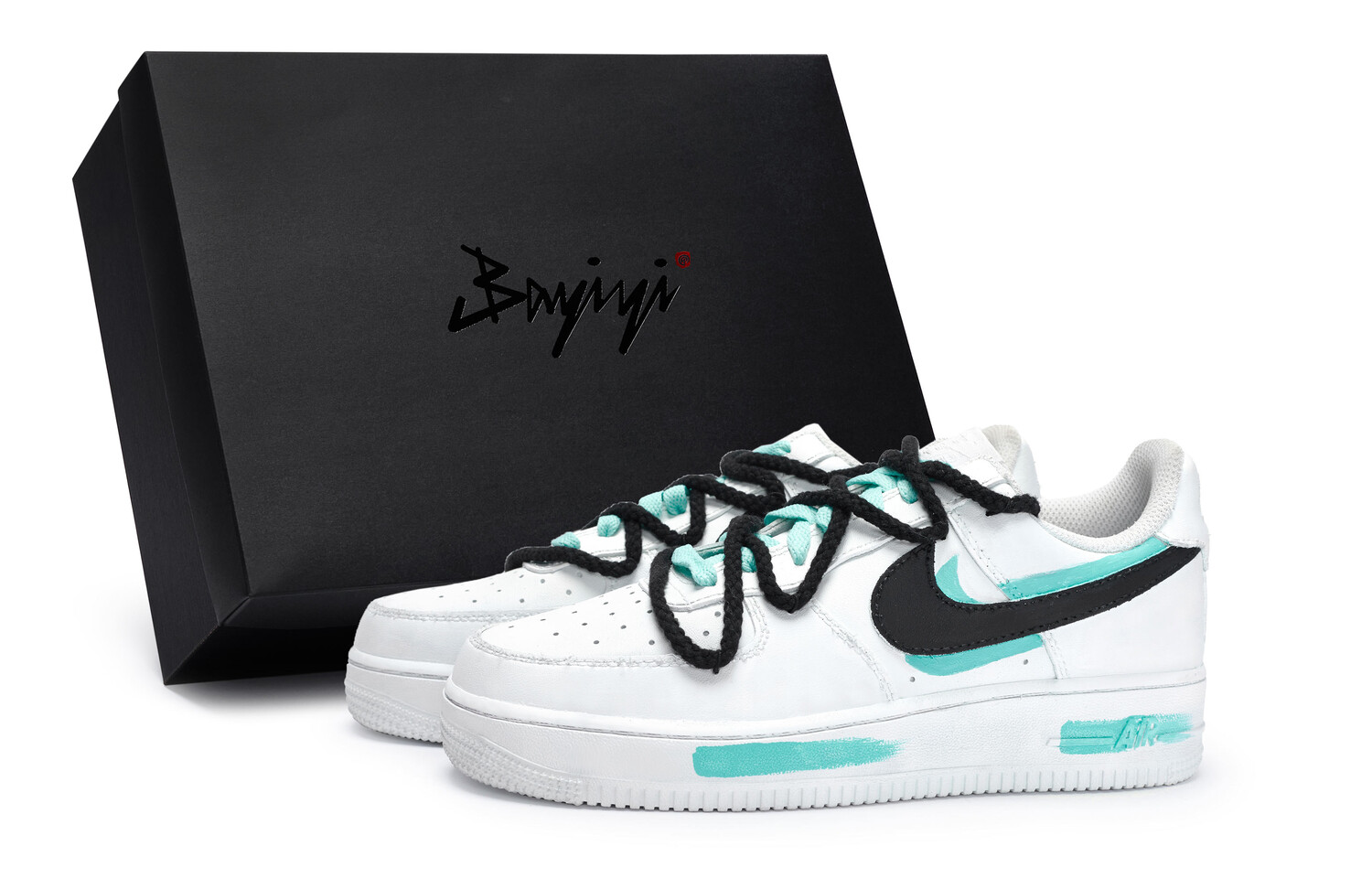 

Кроссовки для скейтбординга Air Force 1 женские с низким верхом, черный/Tiffany Nike