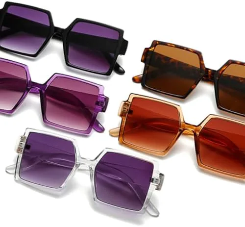 

Винтажные большие квадратные солнцезащитные очки для женщин в стиле ретро с крупной оправой, черные, модные очки с градиентным переходом цвета MTZJH, Purple