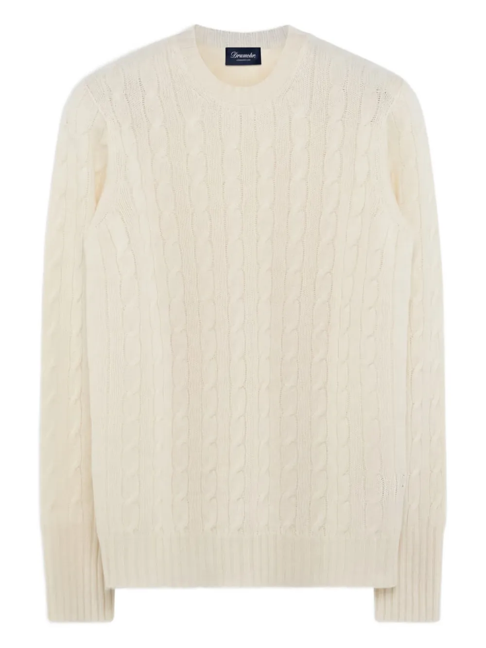 

Свитер с круглым вырезом и фактурной вязкой косичкой Drumohr, белый