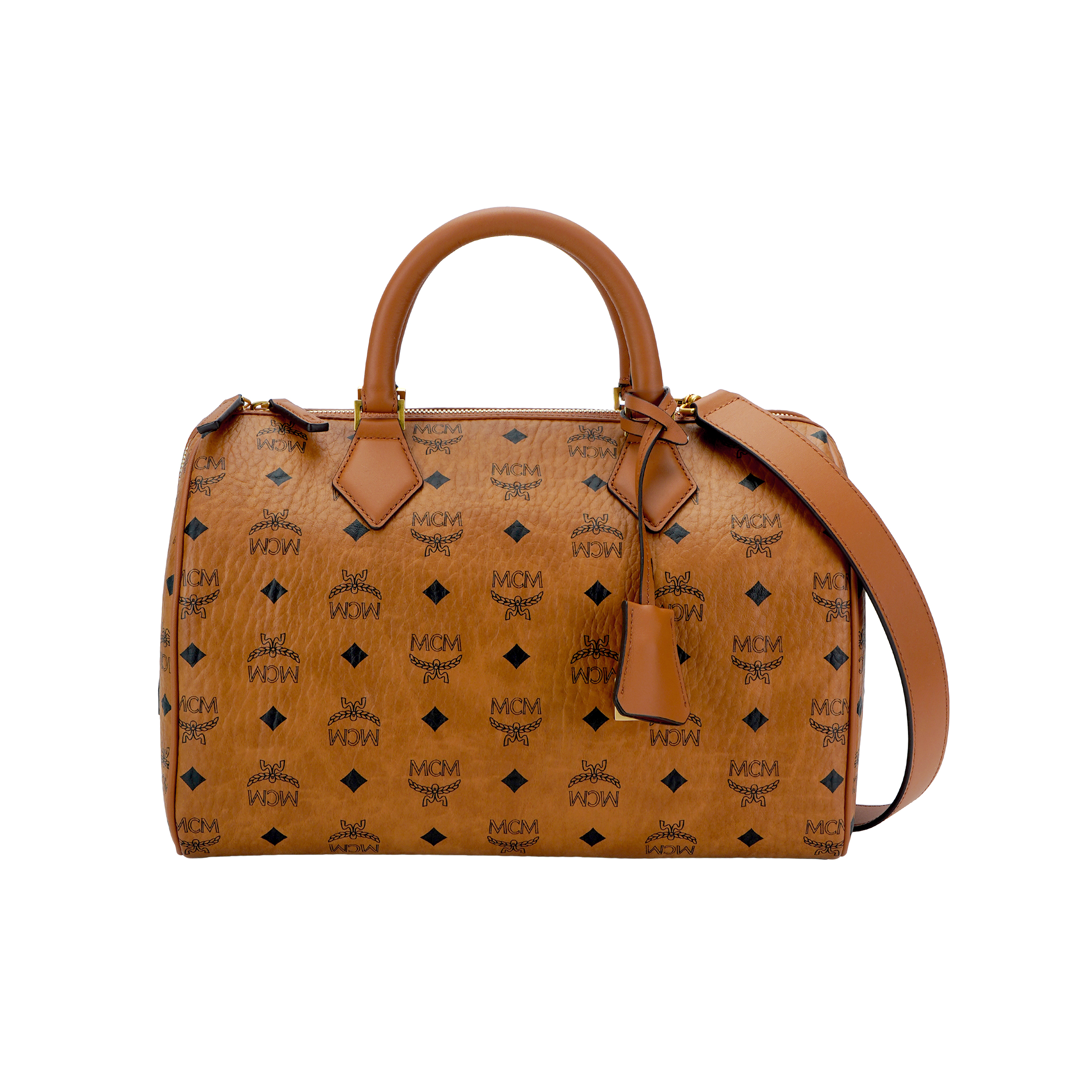 

MCM Сумка-бостон Ella Canvas с кожаной сумкой, сумка через плечо, дорожная женская, бежевого цвета
