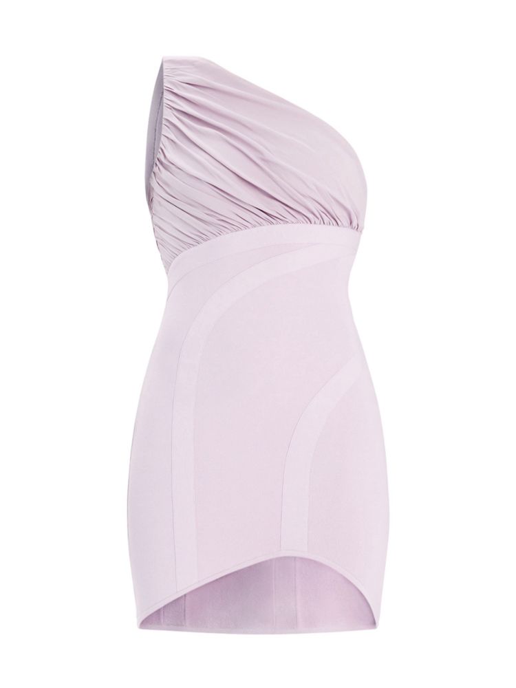 

Бандажное мини-платье на одно плечо Herve Leger, цвет Light Peony