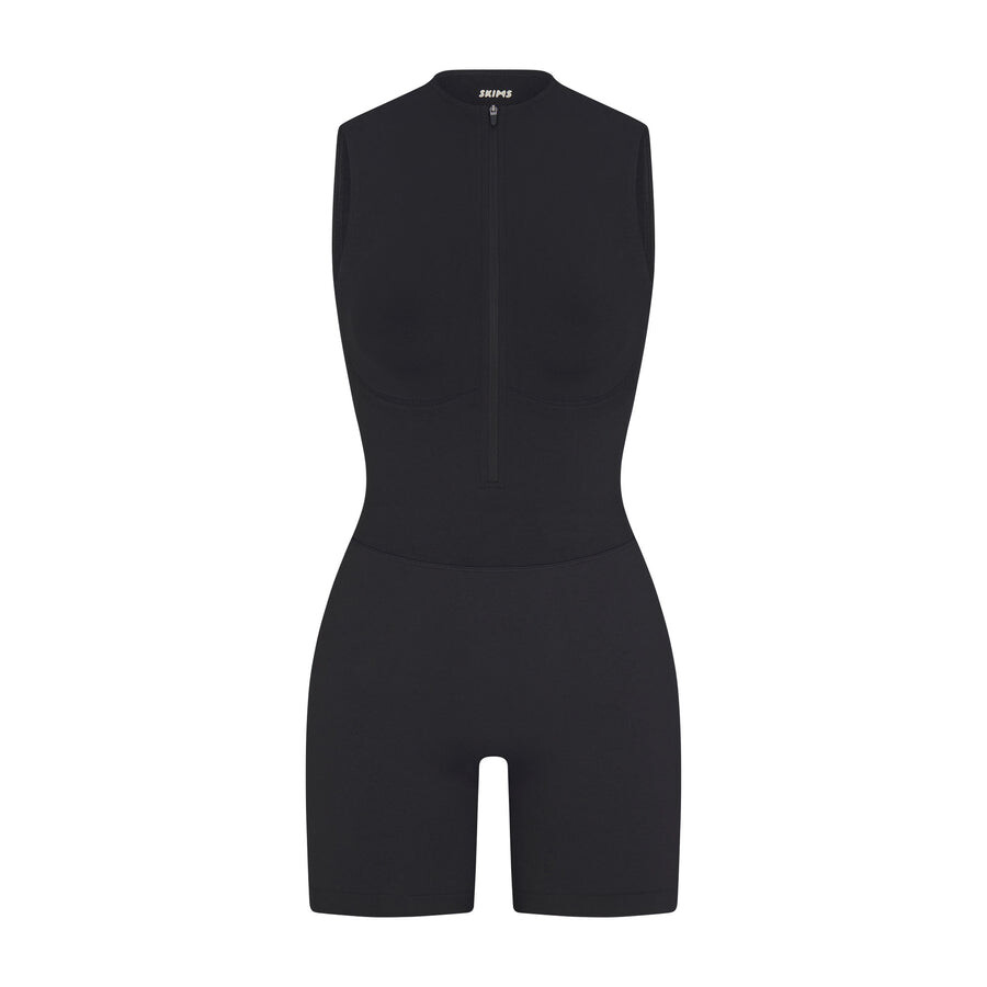 

Комбинезон на молнии спереди SKIMS Contour Nylon, цвет Onyx