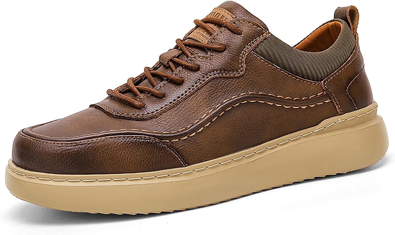 

Мужские повседневные оксфорды на платформе из натуральной кожи, классические ручной работы, с шнуровкой, с мягкой подошвой, с округлым носком, оксфорды- кроссовки для вождения и работы Faglkak, коричневый