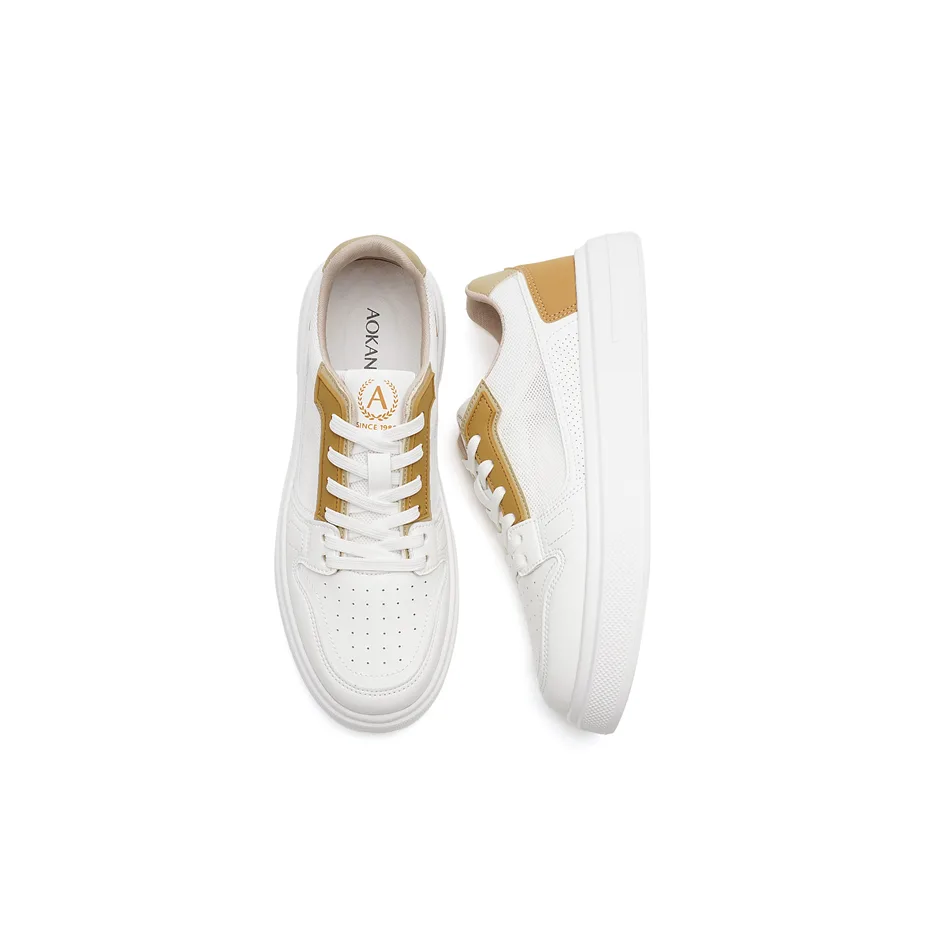 AOKANG Кроссовки скейтерские мужские low top из искусственной кожи белые — фото 4