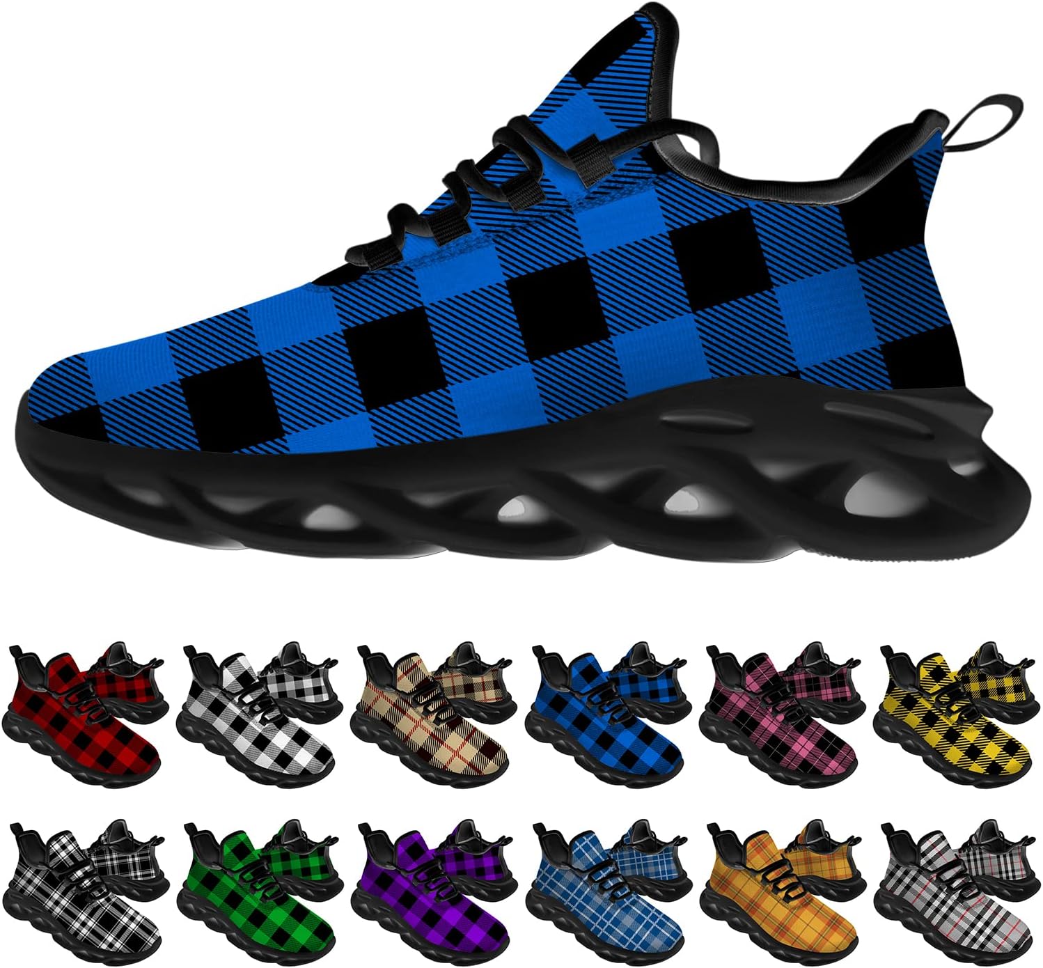 

Кроссовки Ciadoon Plaid для мужчин и женщин, обувь для бега по дороге, спортивная обувь для ходьбы, тенниса, кроссовки для занятий спортом, подарки для мальчиков и девочек, синий