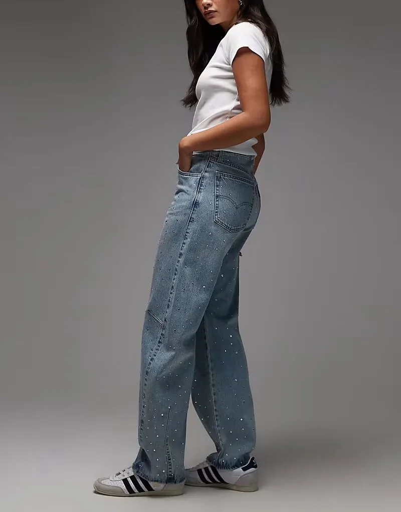 Свободные джинсы Levi's Dad Barrel с декоративной отделкой, средне-синего цвета — фото 3