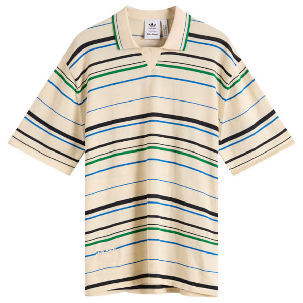 

Вязаная рубашка поло Adidas X Wales Bonner, белый, зеленый, синий bird & night индиго