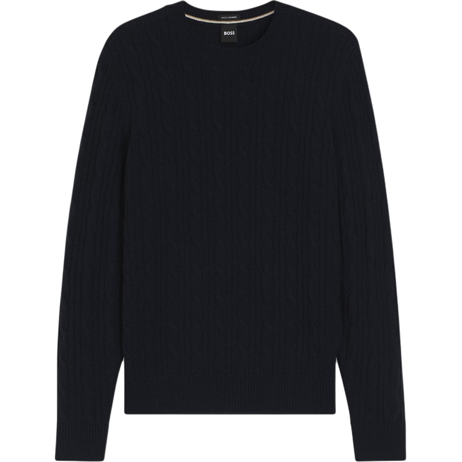 

Hugo Boss Мужской свитер темно-синего цвета с круглым вырезом, средней жесткости