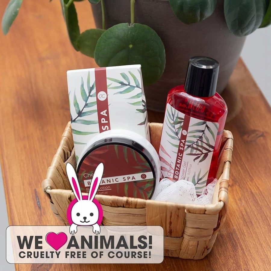 ПОДАРОЧНЫЙ НАБОР CHERRY SPA В КОРЗИНЕ ДЛЯ ЖЕНЩИН ИЗ 5 ПРЕДМЕТОВ ДЕКОРАТИВНАЯ КОРЗИНА Inna marka — фото 2