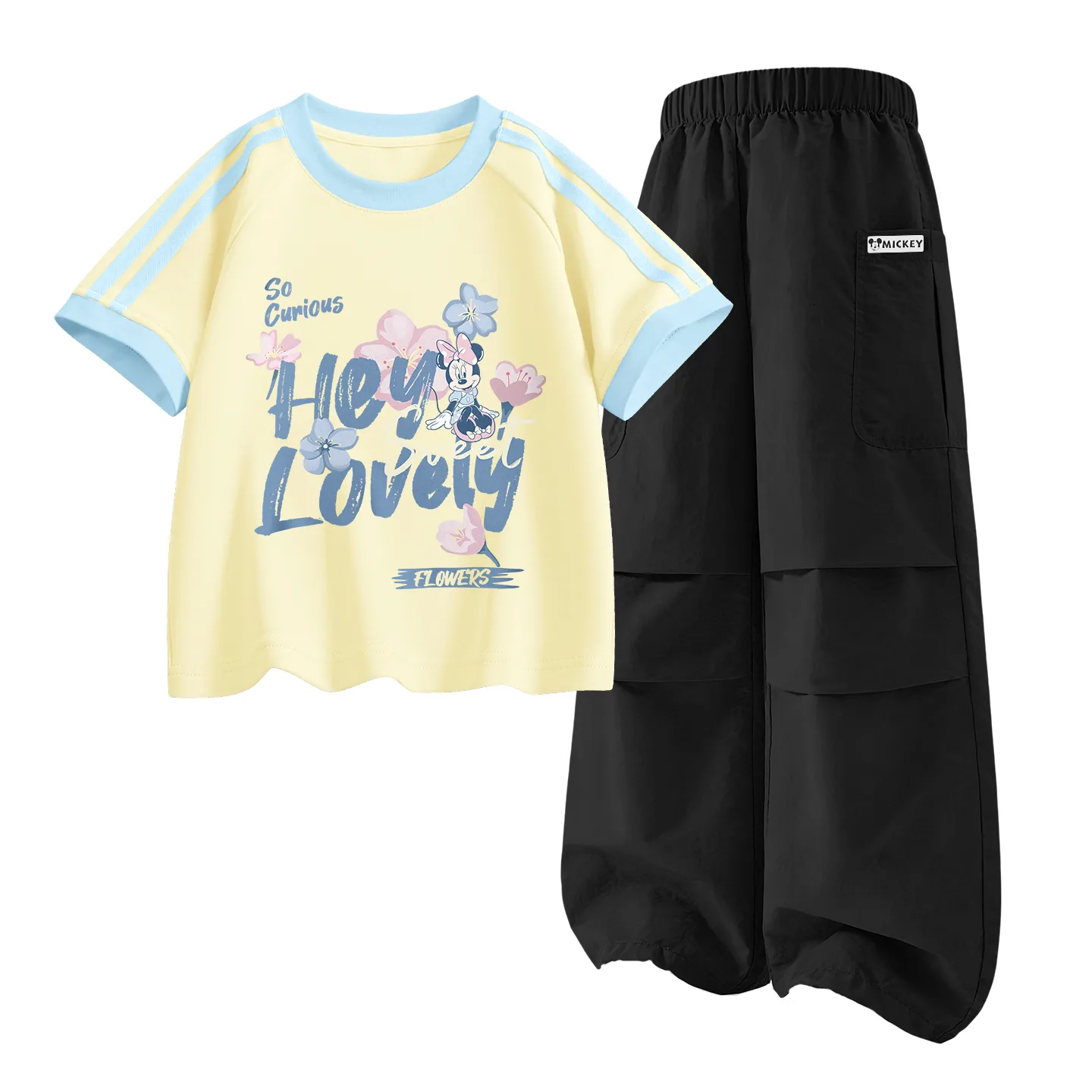 Детский спортивный комплект Casual Sportswear из 2 предметов Disney, Di Dianyuan Honey Floral Yellow+Di HU Long Hook-and-Loop K Black