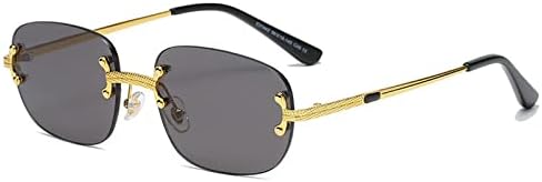 

Популярные солнцезащитные очки 2027 года, маленькие, прямоугольной формы, в стиле ретро, ​​без оправы, с зеркальным покрытием, защита от УФ-излучения UV400 MTZJH, Black