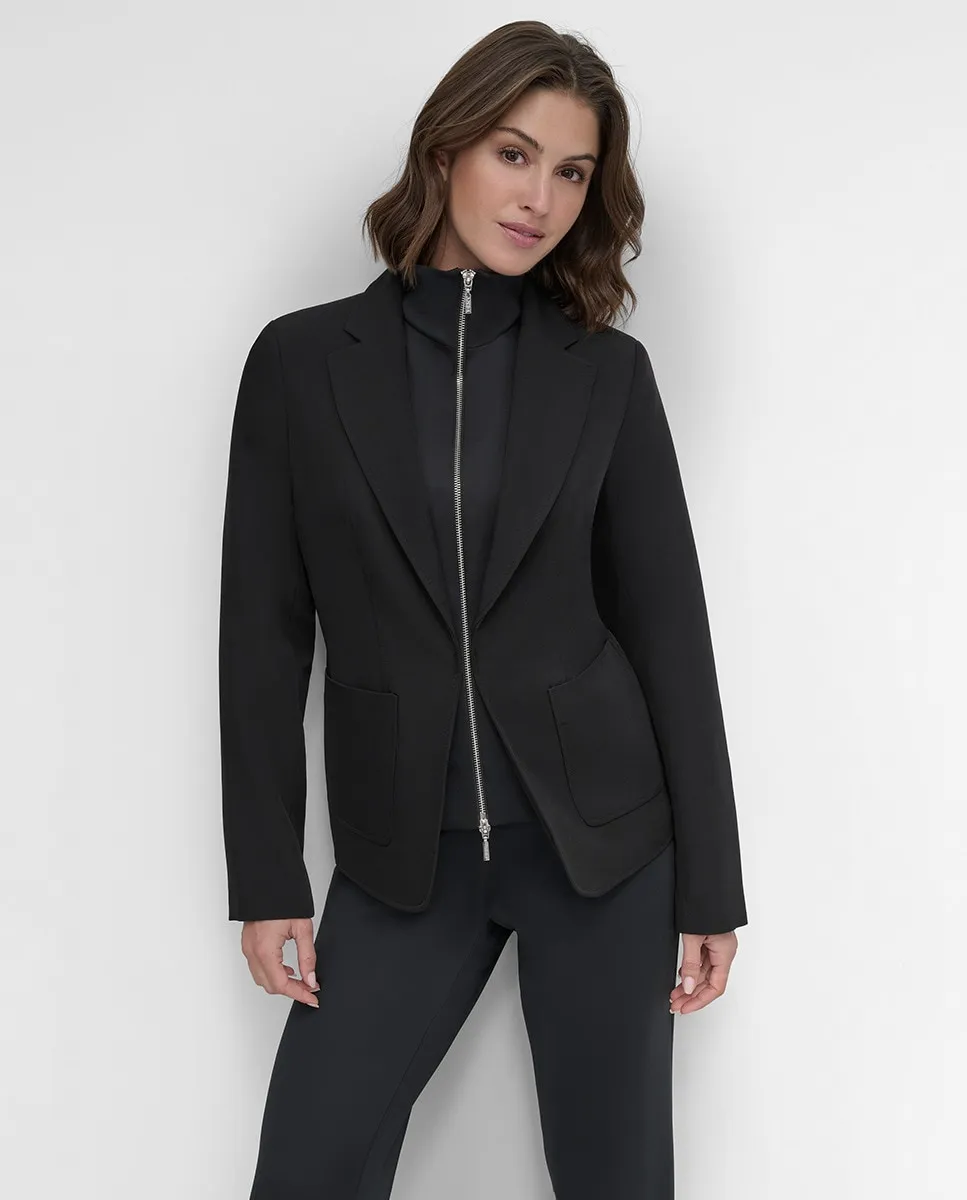 

Женская комбинированная куртка с застежкой-молнией спереди DKNY, черный