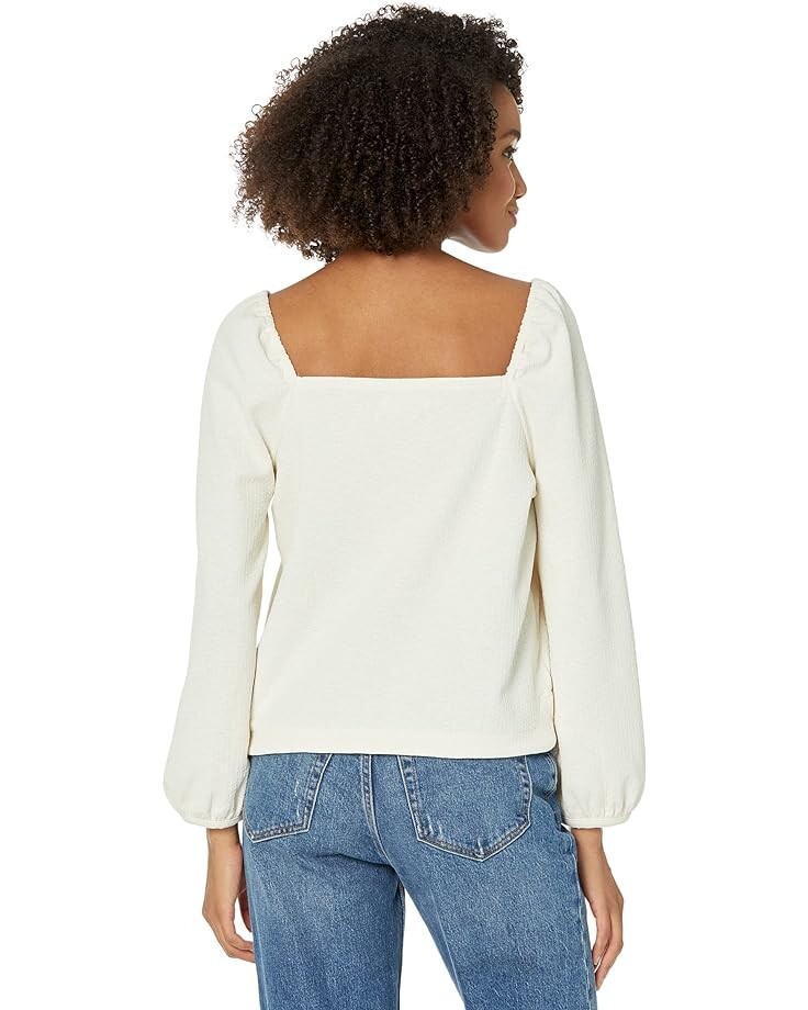 

Топ Madewell Crepe Square-Neck Puff-Sleeve Top, цвет Antique Cream