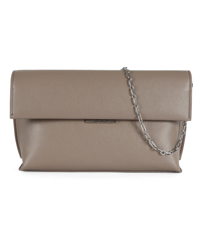 

Сумка через плечо из искусственной кожи с пластинкой с логотипом спереди Calvin Klein, серый