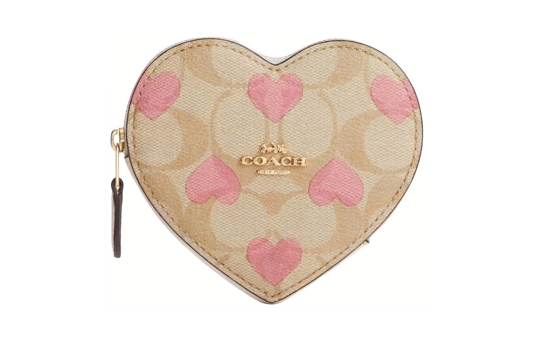 

COACH Миниатюрный женский кошелек из ПВХ светло-песочного цвета с принтом