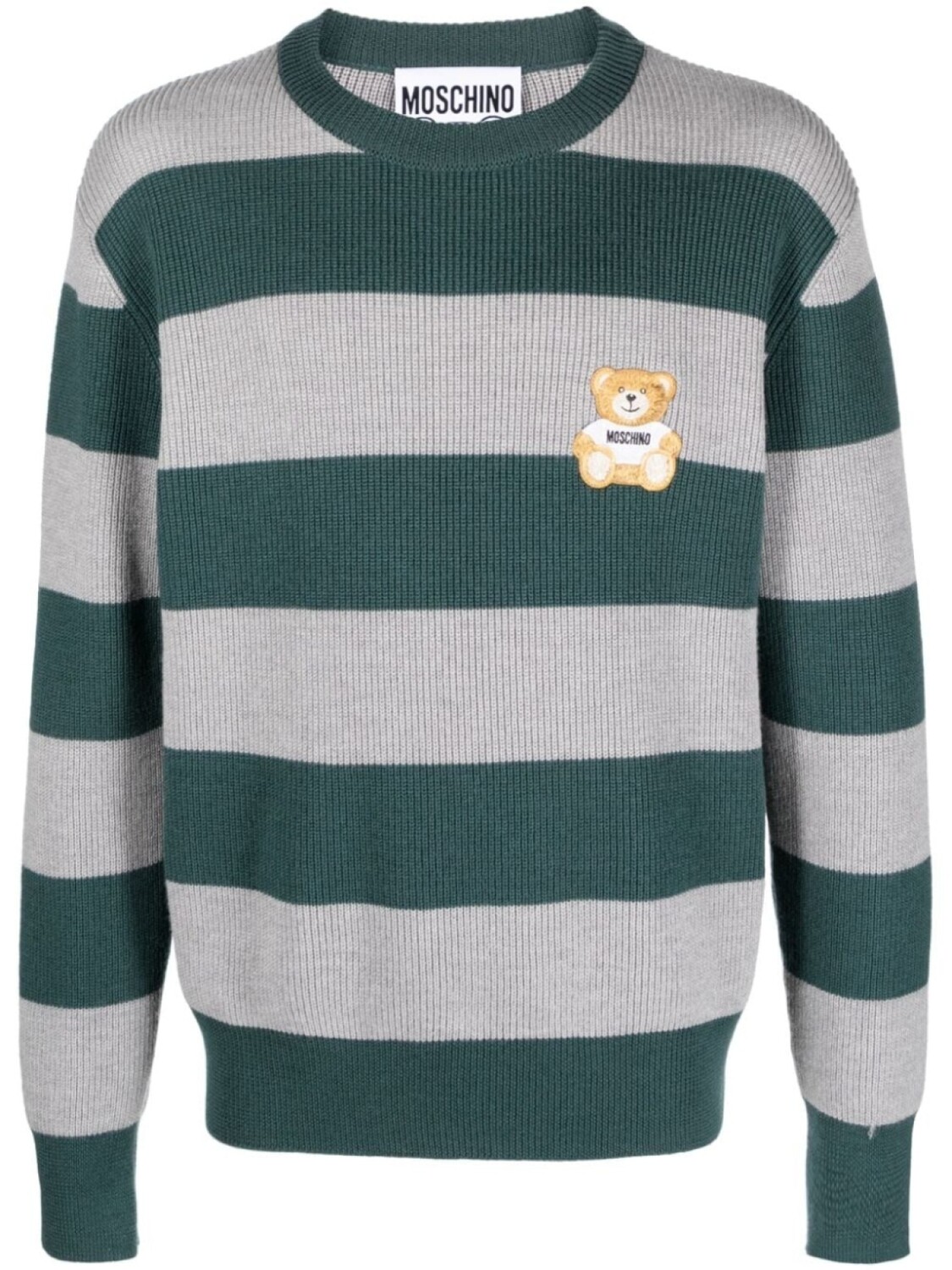 

Moschino полосатый джемпер с нашивкой Teddy Bear, зеленый