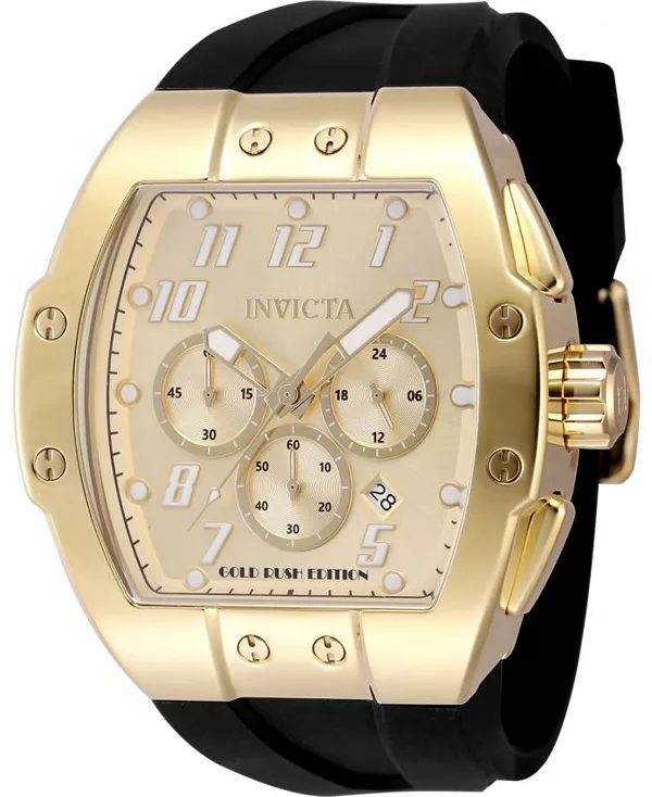 

Мужские гоночные кварцевые часы-хронограф Invicta 48939 с золотым циферблатом Invicta, black