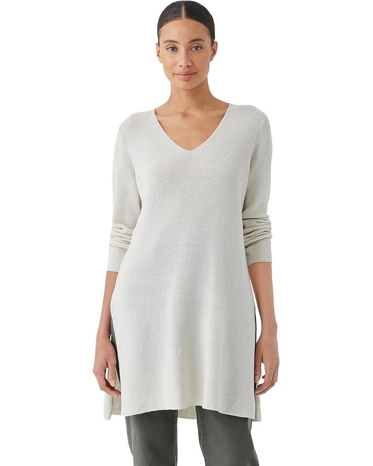 

Футболка Eileen Fisher V-Neck Tunic, цвет Bone
