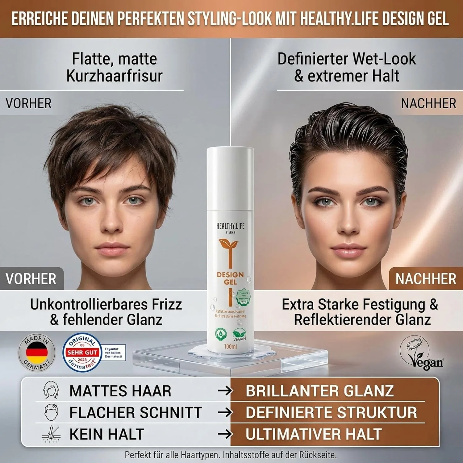 Гель для волос HLV Design Reflective с сильной фиксацией, 100 мл Healthy.Life Vienna — фото 4