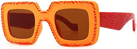 

Винтажные квадратные солнцезащитные очки большого размера 2027 года для женщин и мужчин, с крупной оправой, для путешествий, с защитой от УФ-излучения UV400 MTZJH, Orange Brown