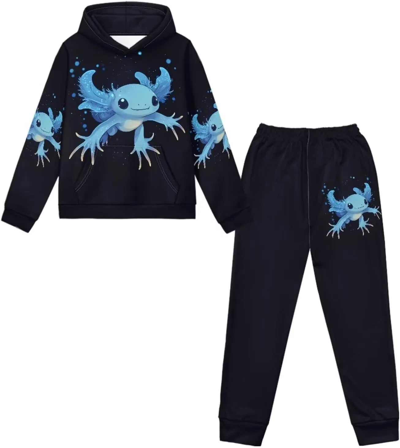 Детский спортивный костюм из толстовки и джоггеров Uppodwarkid, Blue Cool Axolotl — фото 2